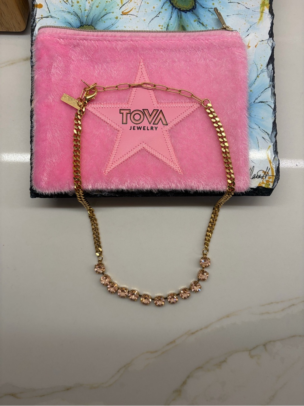 Tova Mini Oakland Swarovski Crystal Necklace Rose Accents